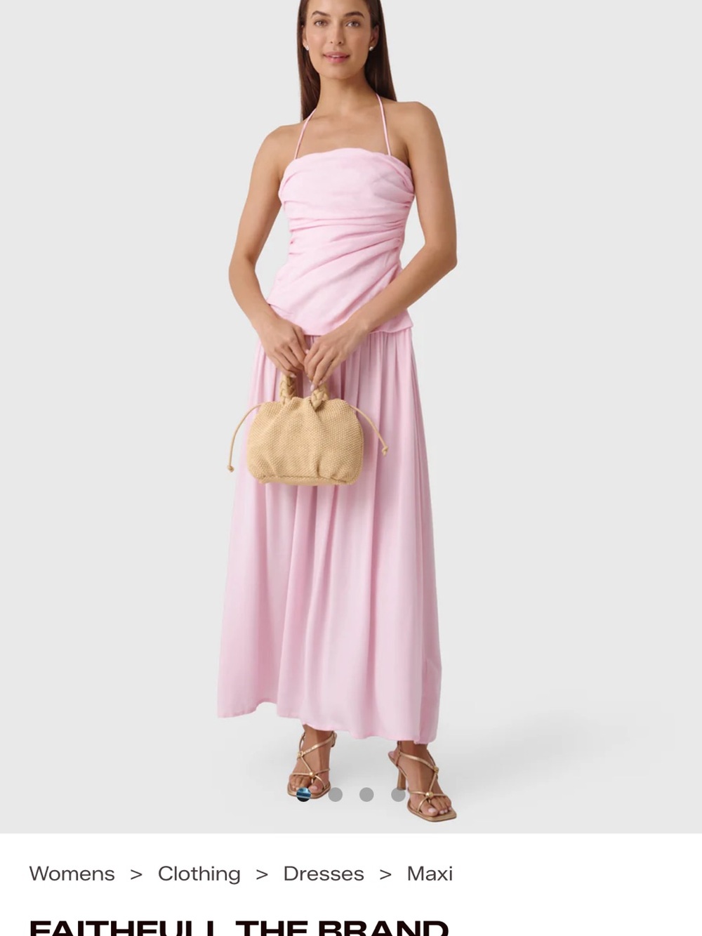 Faithfull the Brand Light Pink Halter Midi Dress